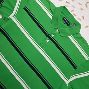 Siegfried & Company Striped Polo Shirt Mens XL Green White Black Short Sleeve